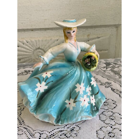 Vintage LEFTON Southern Belle with Flower Basket PLANTER #30008 6 1/2 - Picture 9 of 10